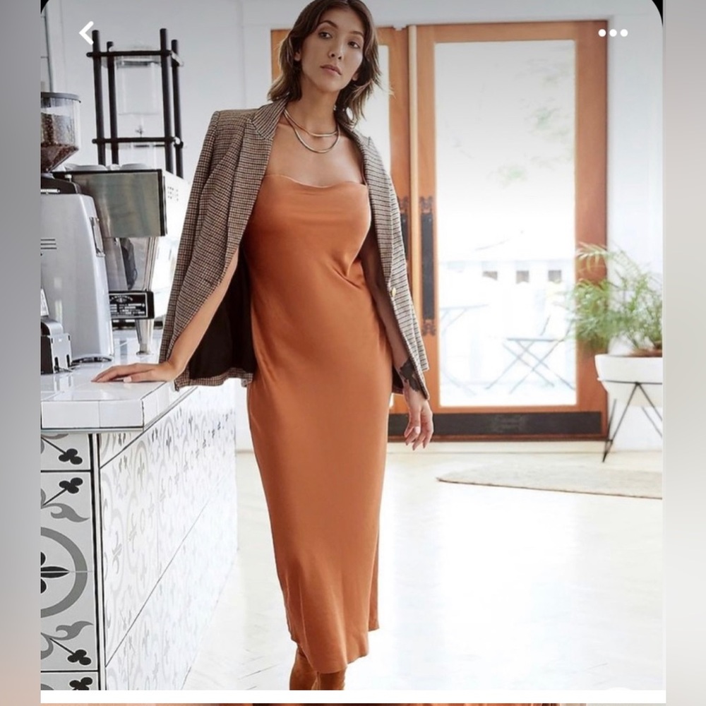 Express Rust Satin Slip Dress